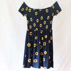 Off-The-Shoulder Sunflower Mini Dress